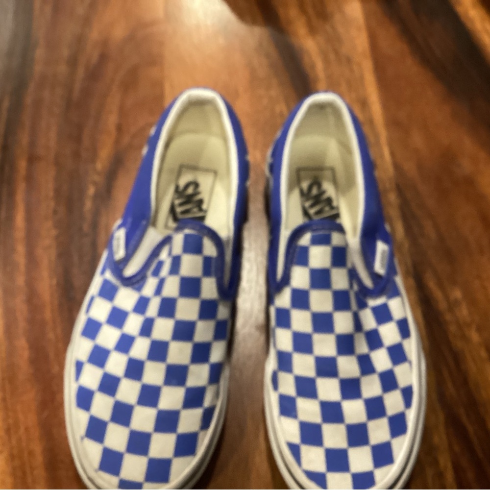 Vans Kids Blue and White Checkered Sneakers
